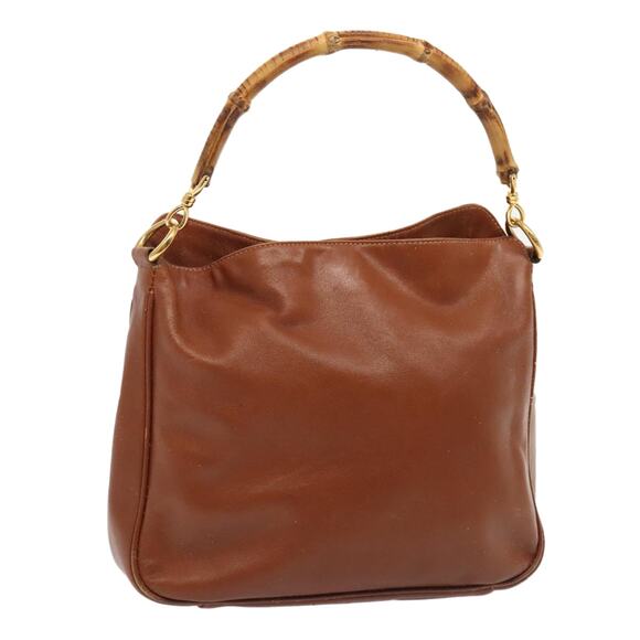 GUCCI Bamboo Hand Bag Leather Brown Gold 001 2404 001 2404 - Picture 1 of 16